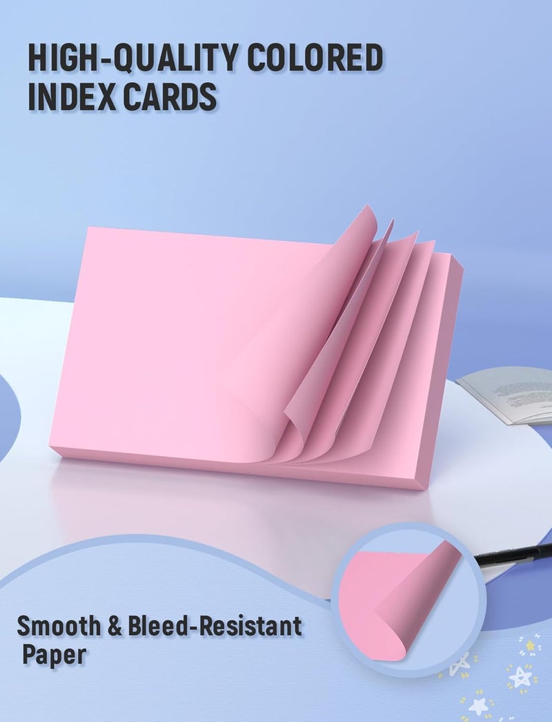 Aidunmis Colored Blank Index Cards 3x5, 600 Pcs 3x5 Index Cards, Double-Sided Blank Flash Cards, Heavy Bright Note Cards 3 x 5, 6 Colors Flashcards for Studying, Colored Notecards for Office, School, and Home - Image 4